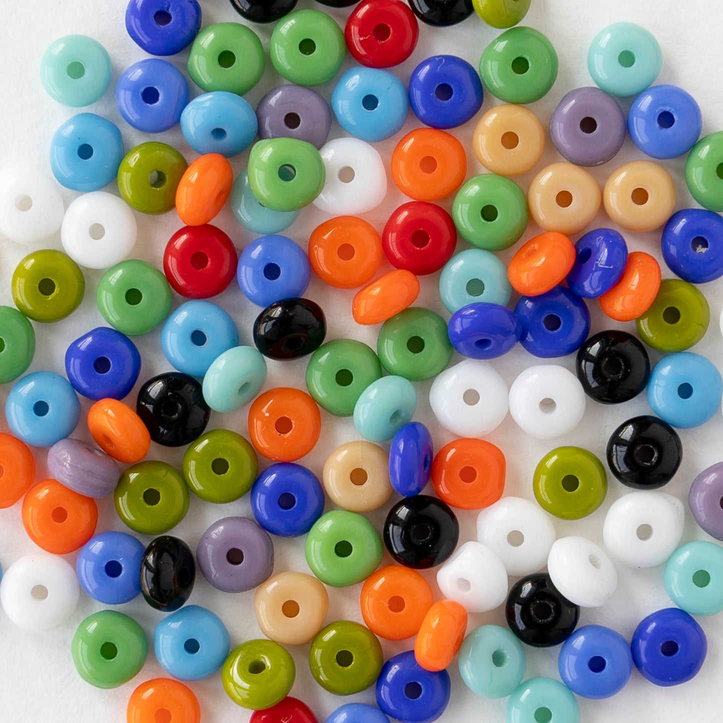 4mm Glass Rondelle Bead - Opaque Mix -  100 Beads