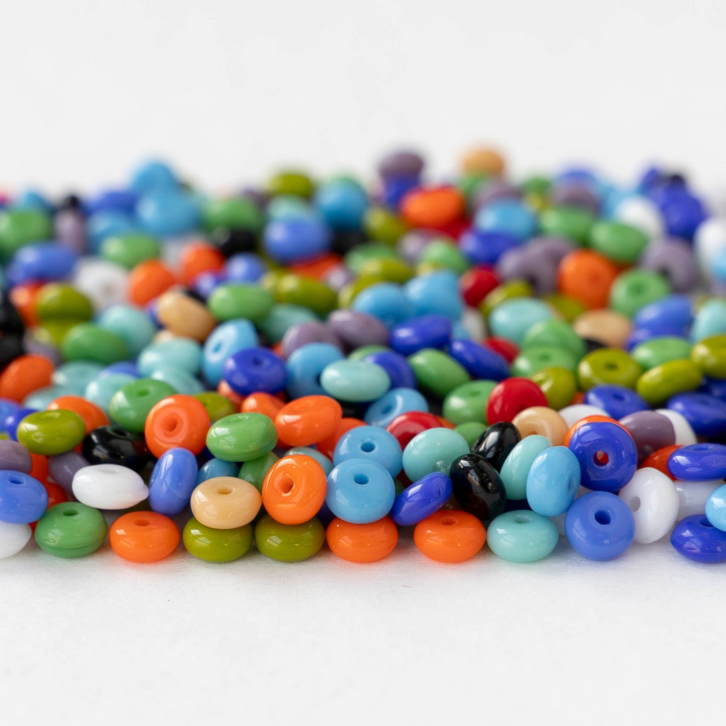 4mm Glass Rondelle Bead - Opaque Mix -  100 Beads