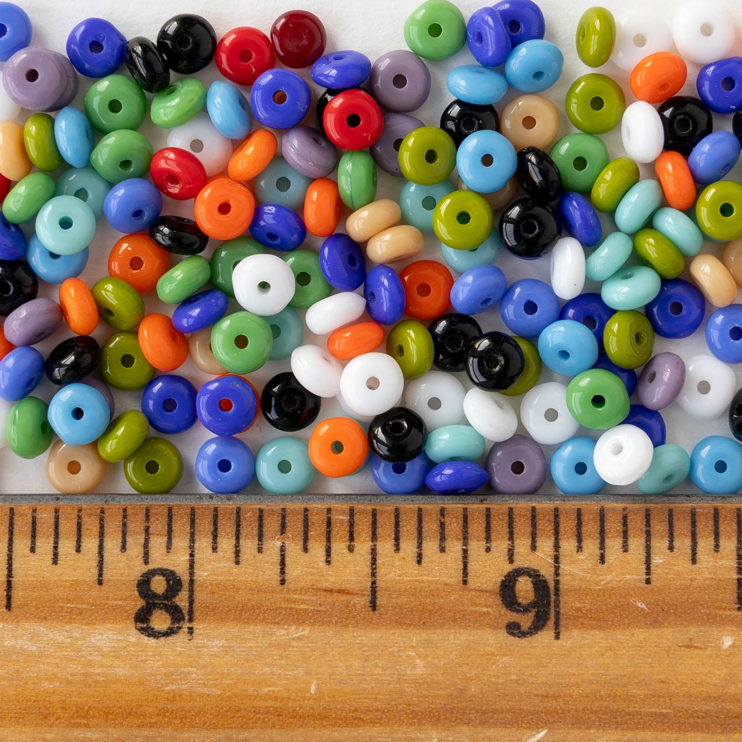 4mm Glass Rondelle Bead - Opaque Mix -  100 Beads