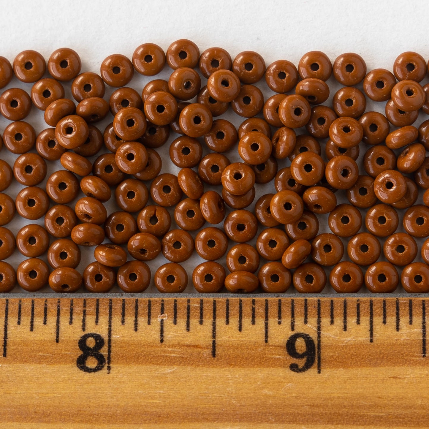 4mm Glass Rondelle Beads - Opaque Brown - 120 Beads