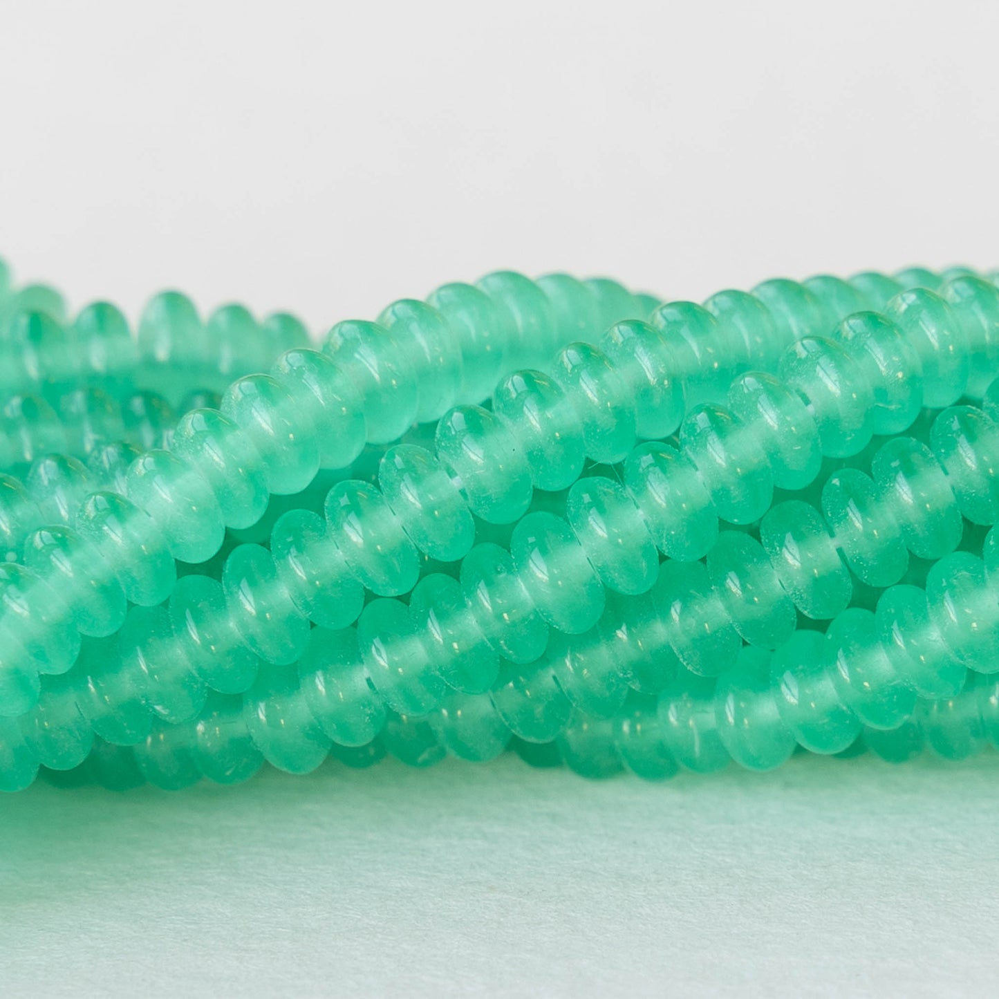 4mm Rondelle Beads - Opaline Seafoam - 100 Beads