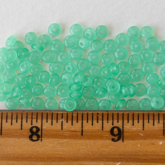 4mm Rondelle Beads - Opaline Seafoam - 100 Beads