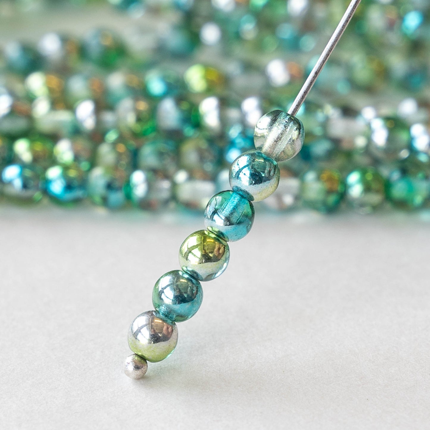 4mm Round Glass Beads - Laguna Celestial Green - 50 Beads