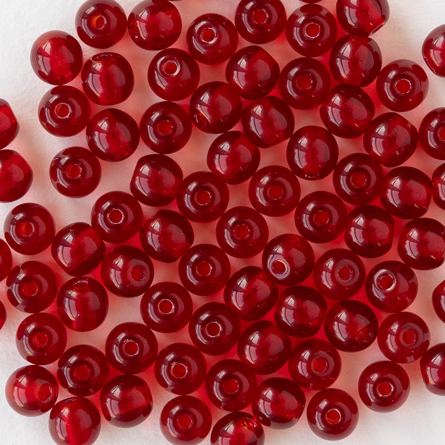 4mm Round Glass Beads - Dark Red - 100 beads