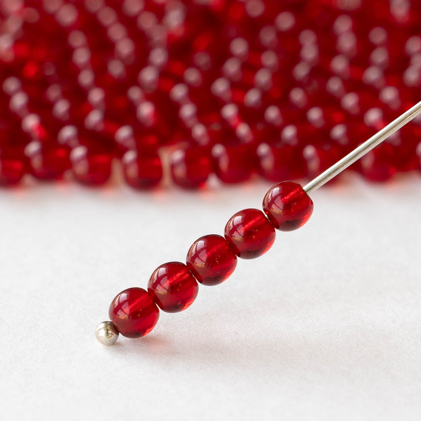4mm Round Glass Beads - Dark Red - 100 beads