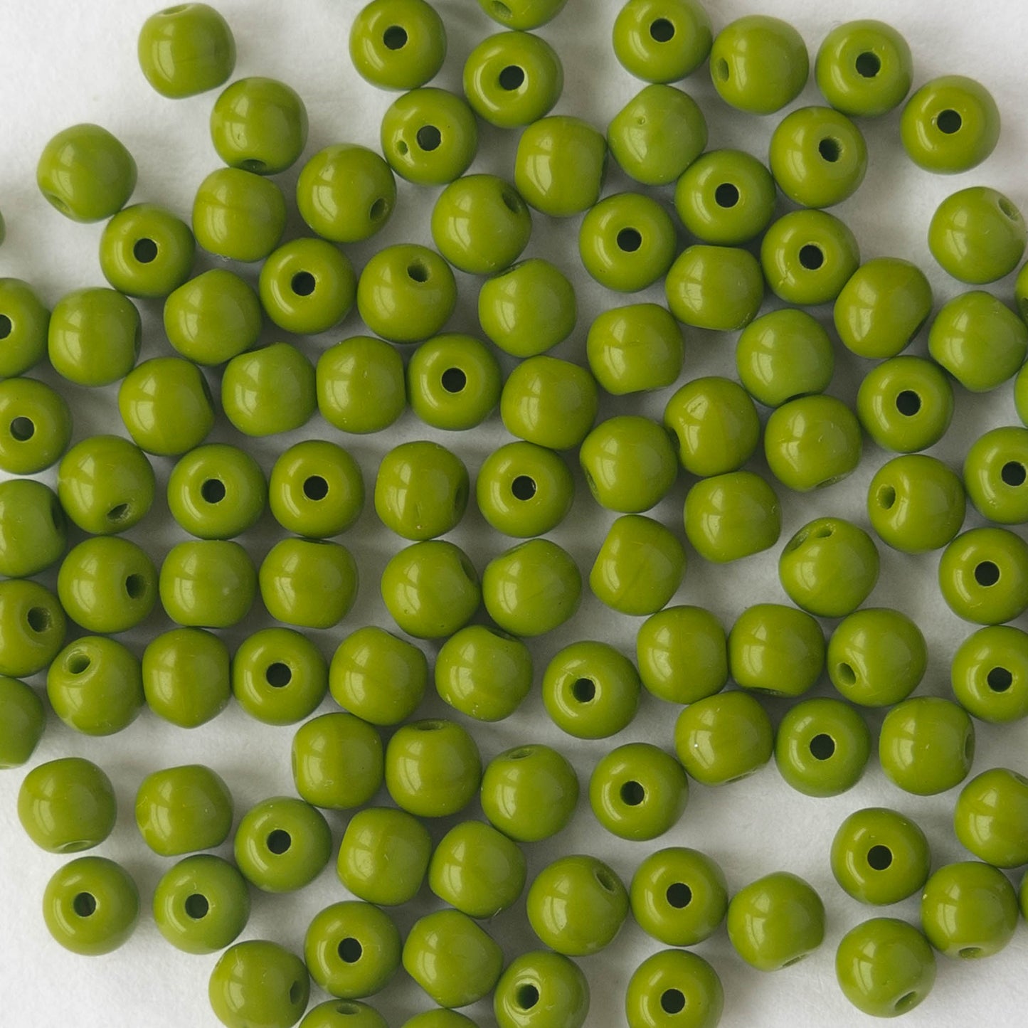 4mm Round Glass Beads - Opaque Lime Green - 100