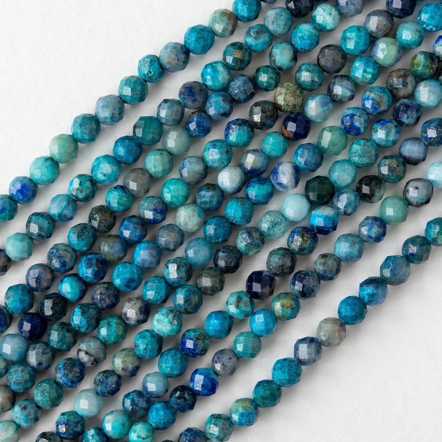 4mm Faceted Round Chrysocolla Stone Beads - Whole or Half Strand