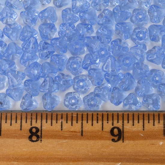 4x6mm Glass Flower Beads - Lt. Sapphire Blue - 75