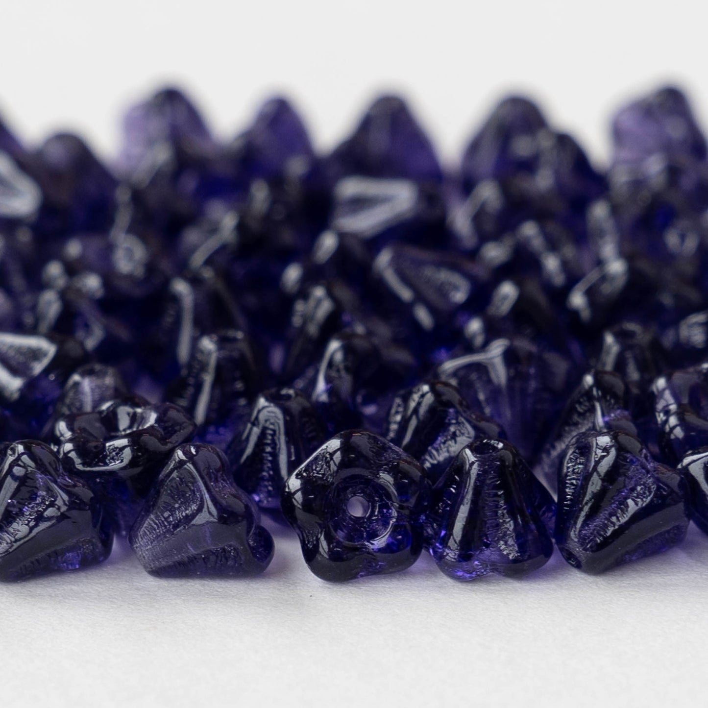 4x6mm Glass Flower Beads - Tanzanite Purple - 75