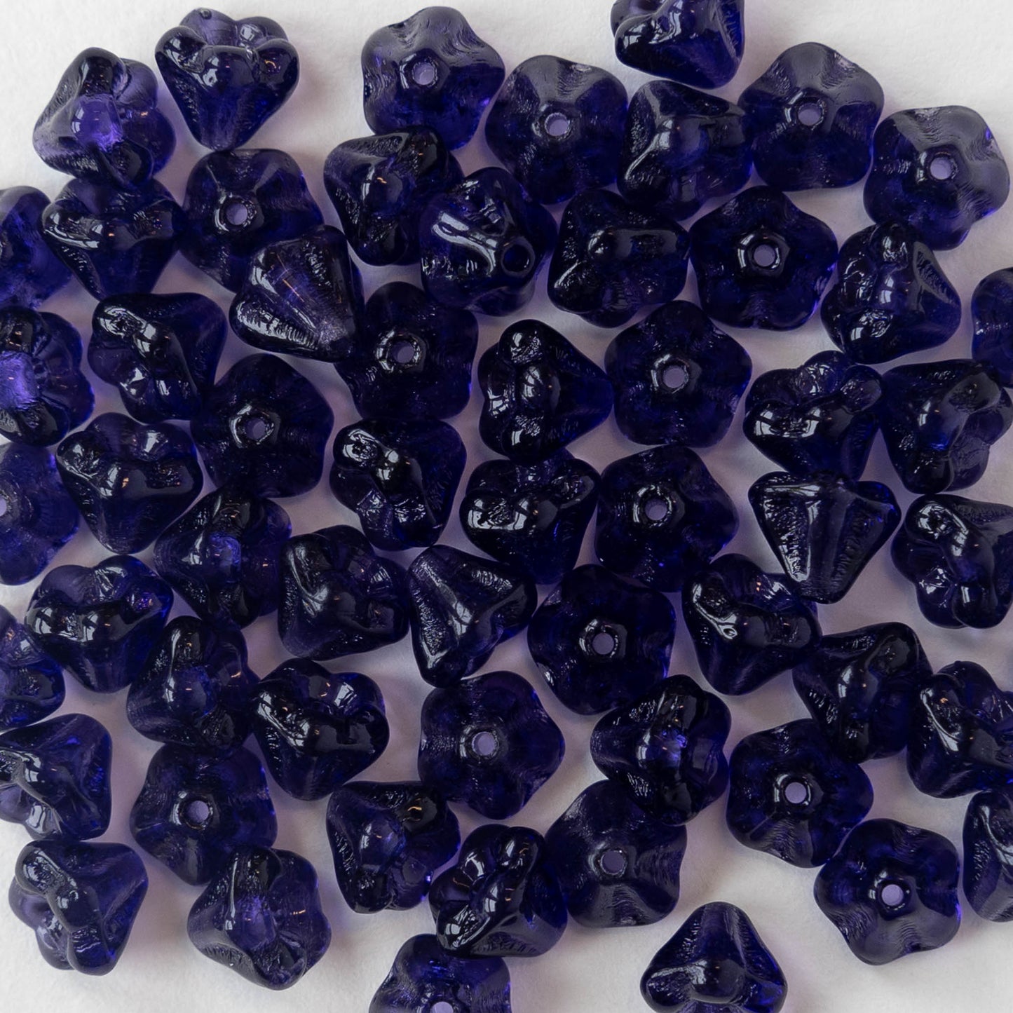 4x6mm Glass Flower Beads - Tanzanite Purple - 75