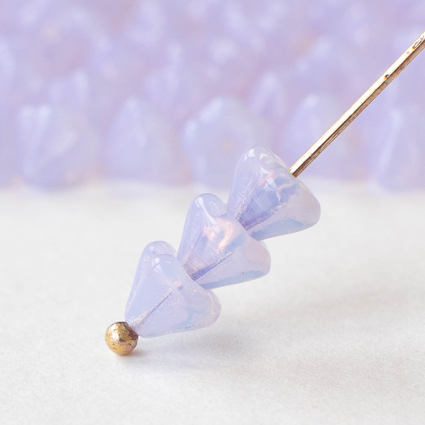 4x6mm Glass Flower Beads - Lavender Opaline - 50