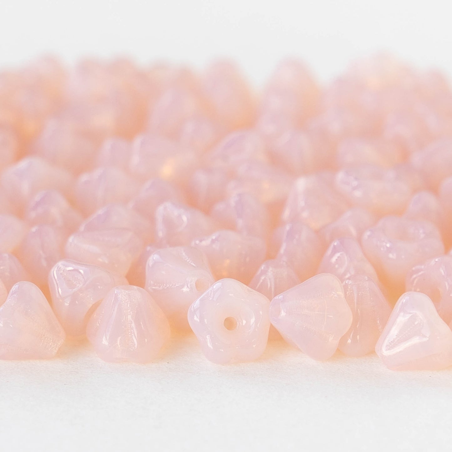 4x6mm Glass Flower Beads - Peach Opaline - 50