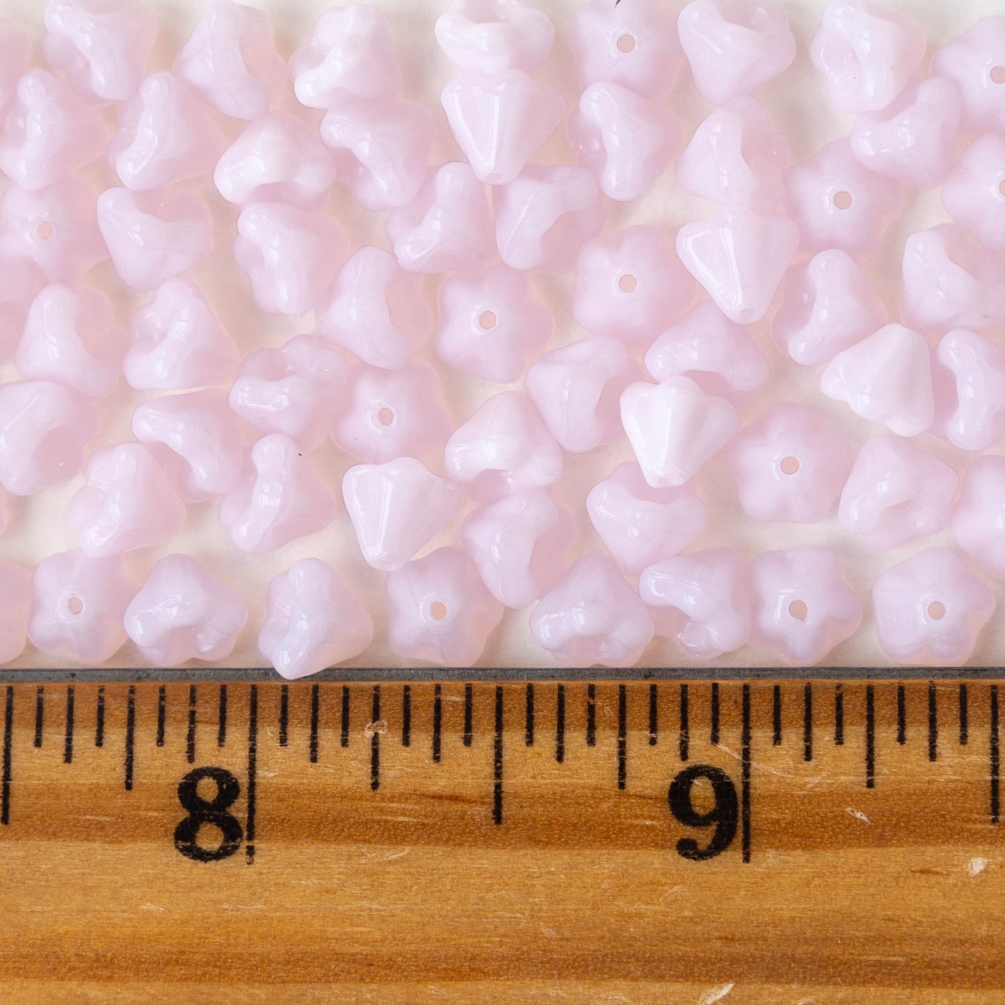 4x6mm Glass Flower Beads -  Lt. Pink Opaline - 50