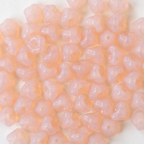 4x6mm Glass Flower Beads - Peach Opaline - 50