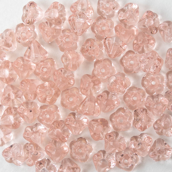 6x8mm Glass Flower Beads - Rosaline - 30