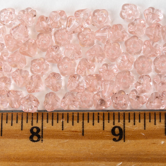 6x8mm Glass Flower Beads - Rosaline - 30