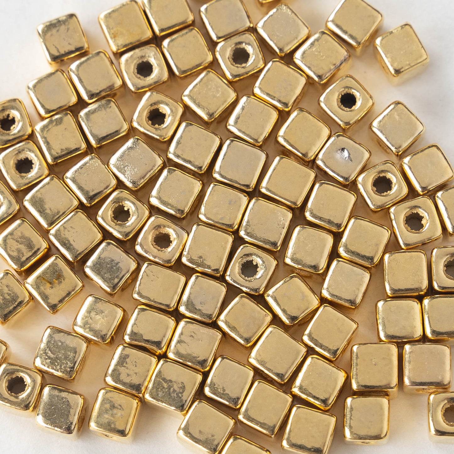 5.5mm 24K Gold Coated Ceramic Cube Beads - Gold - 10 or 30