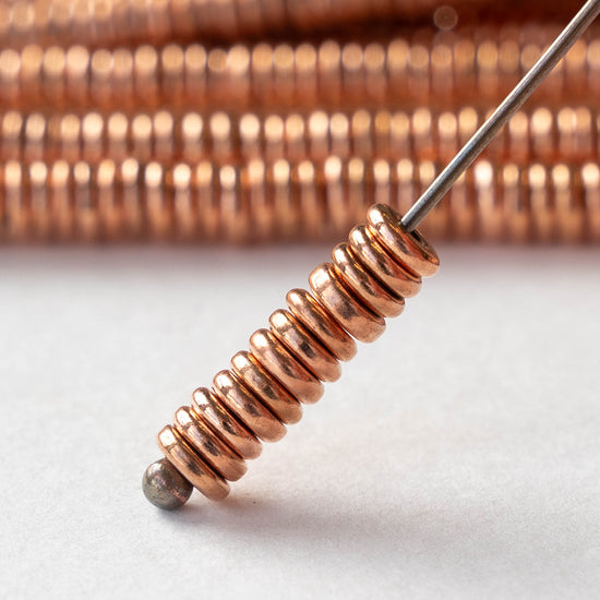5mm Copper Disk Beads - 4 inches