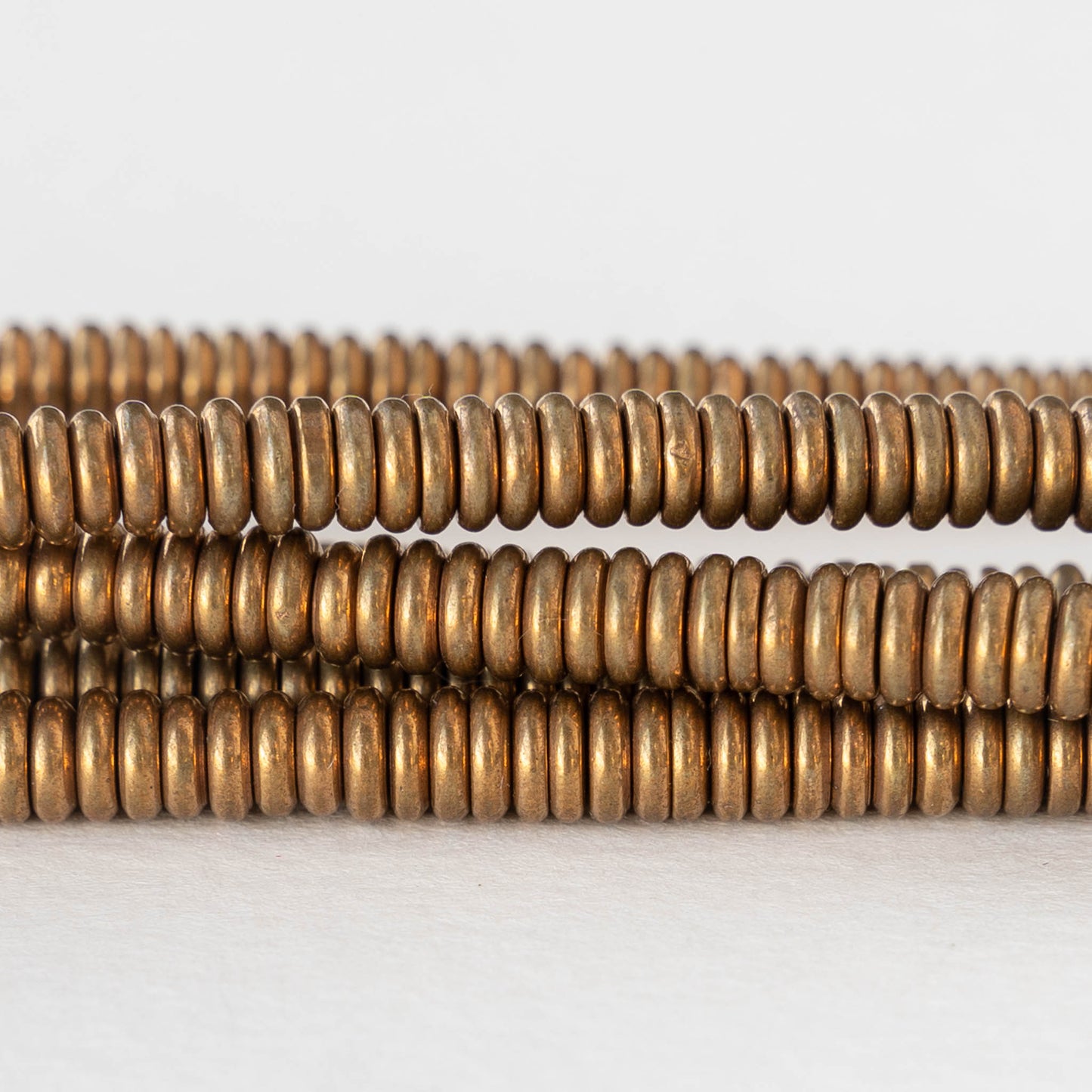 5mm Brass Heishi Disk Beads - Antique Gold  - 65