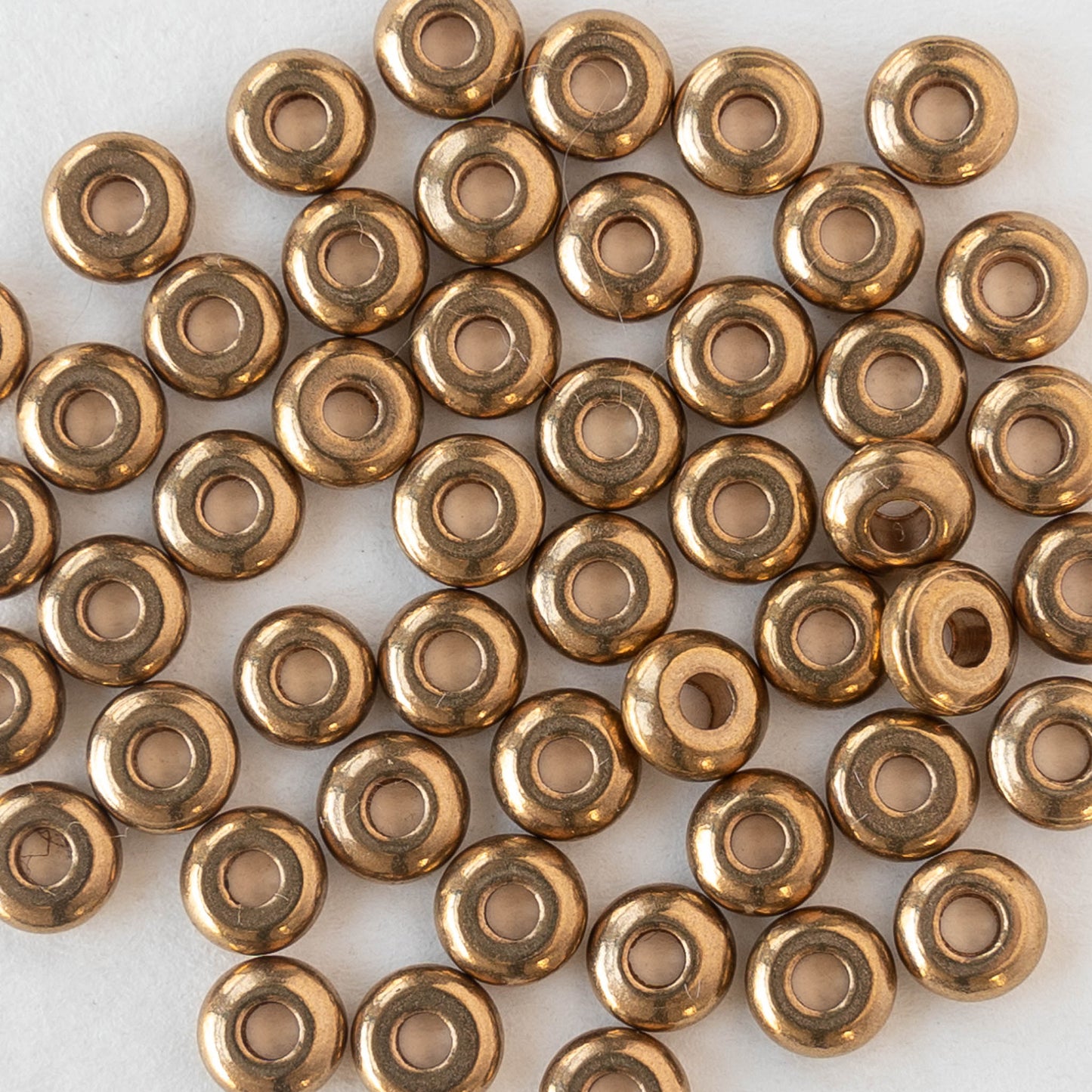 5mm Rondelle disks - Antique Gold Colored Brass - 50