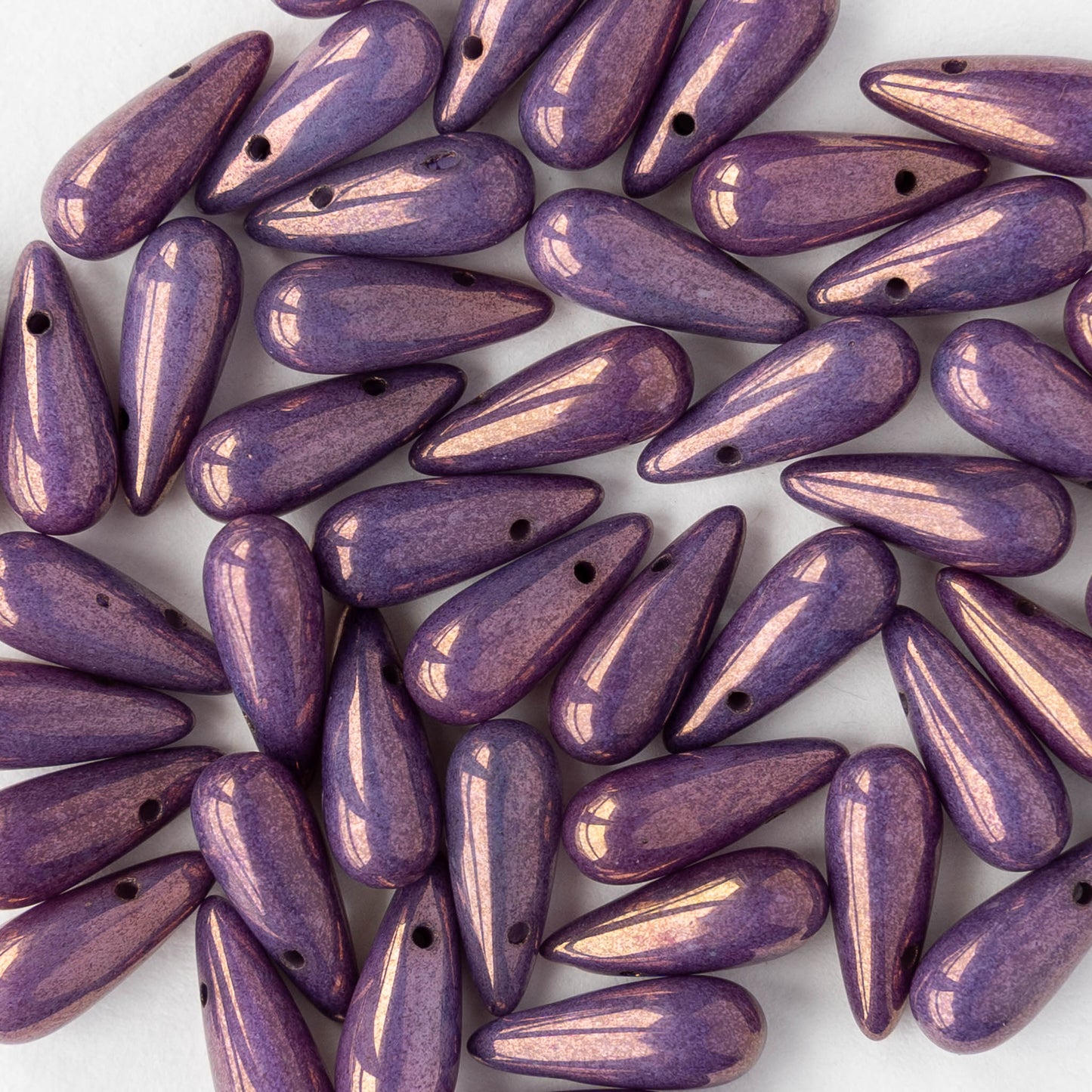 5x12mm Glass Teardrop Beads - Lila Vega Luster - 30 beads