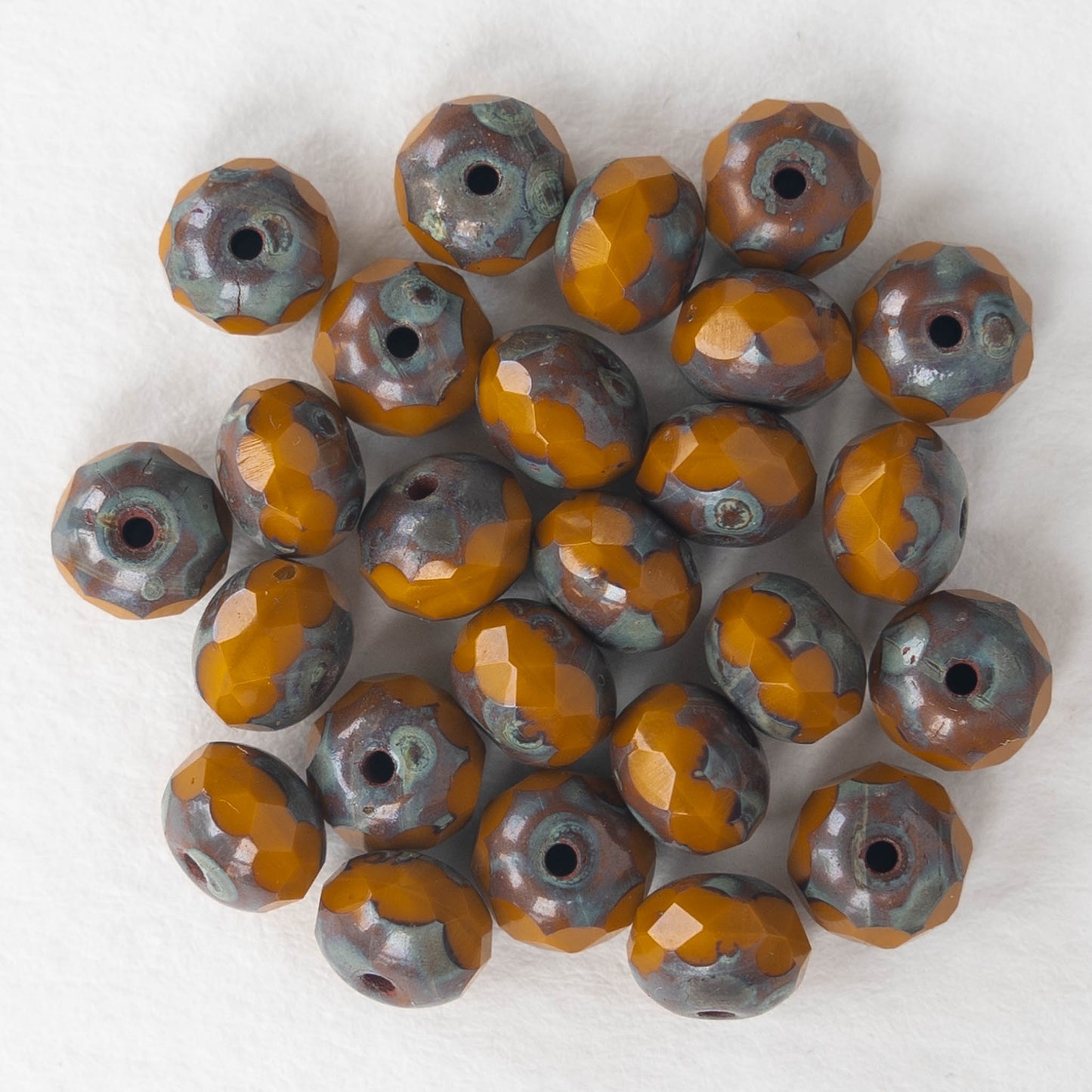5x7mm Rondelle Beads - Ochre Picasso - 25 beads
