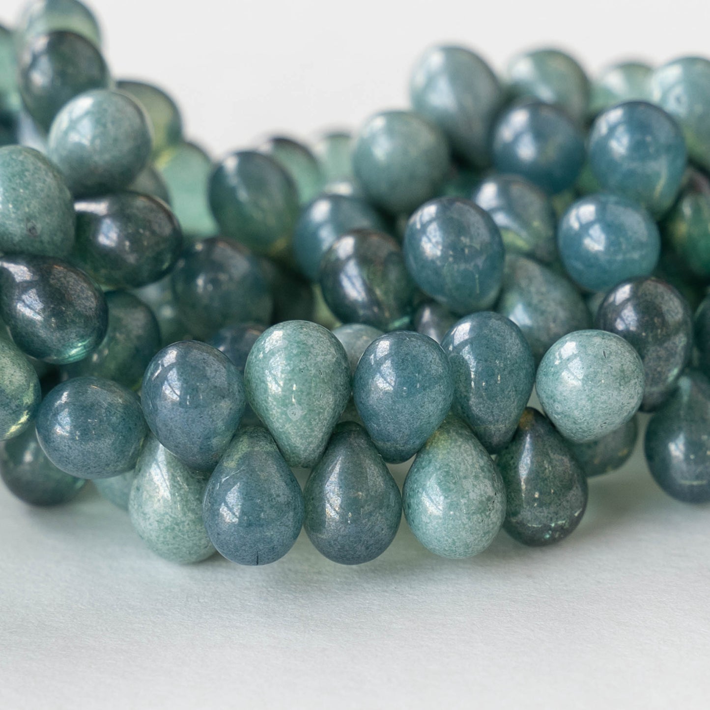 5x7mm Glass Teardrop Beads - Blue Mix - 50 Beads