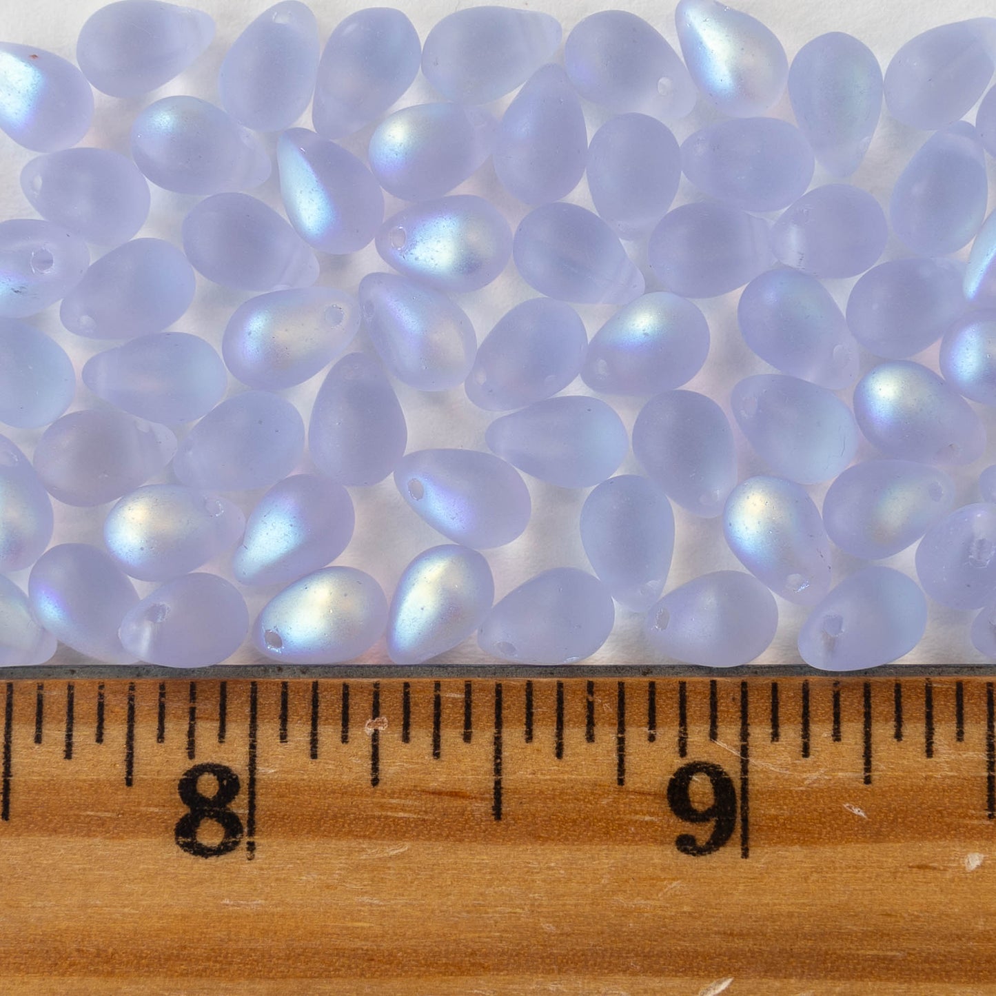 5x7mm Glass Teardrop Beads - Lavender Matte AB - 75 Beads