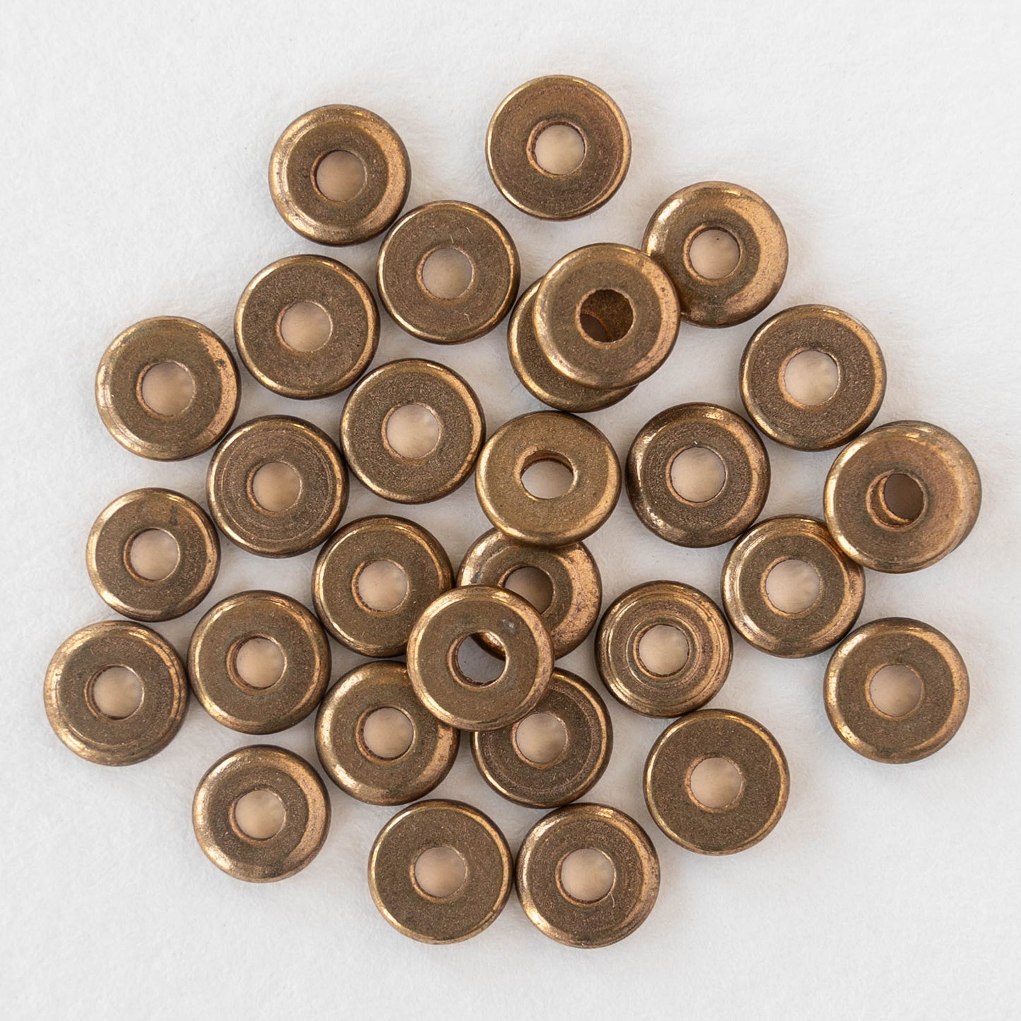 6mm Antique Brass Disk Beads - 4 inches