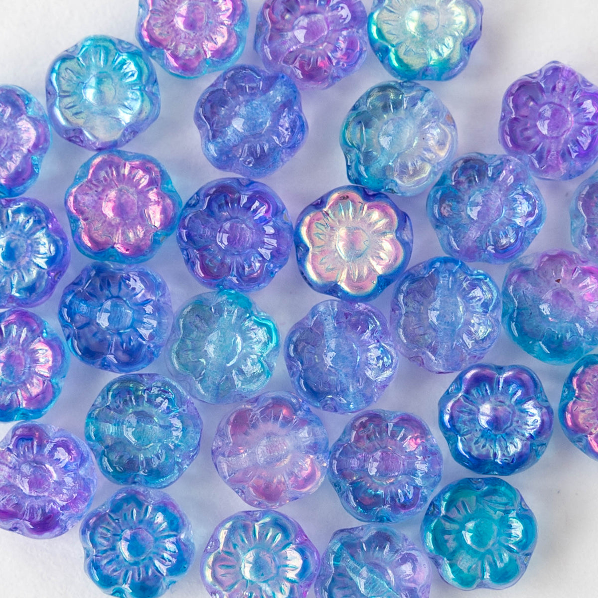 2 Large Transparent Blue Glass Flower Beads, Large Chunky Flower Artis –  LylaSupplies