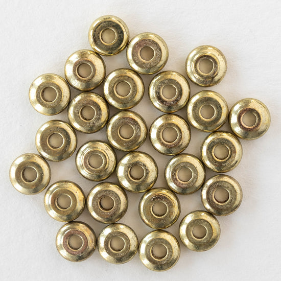 6.5mm Brass Rondelle Beads - 40