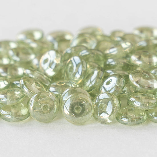 6mm Rondelle Beads - Celadon Green Luster -  100 Beads