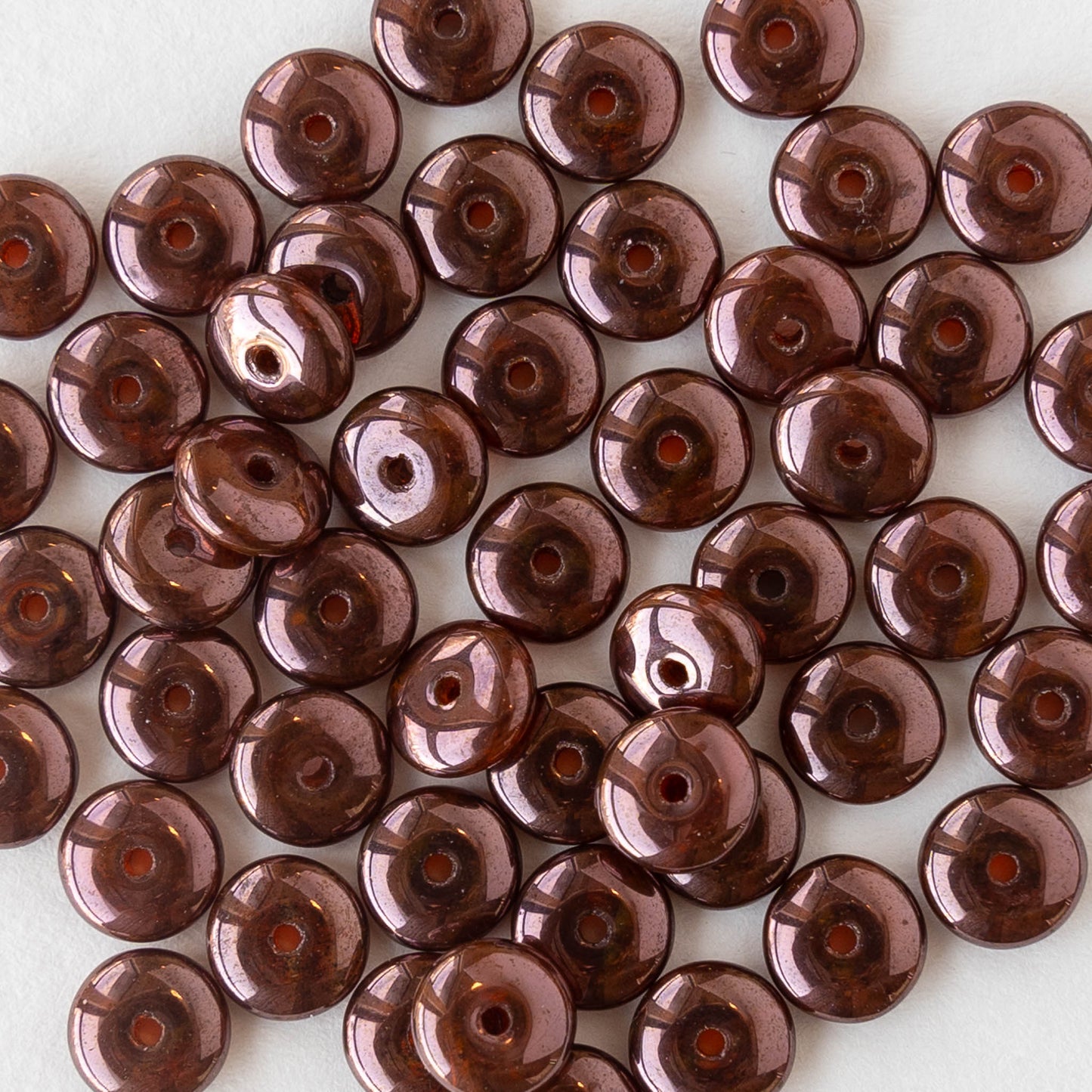 6mm Rondelle Beads - Opaque Maroon Luster - 50 Beads