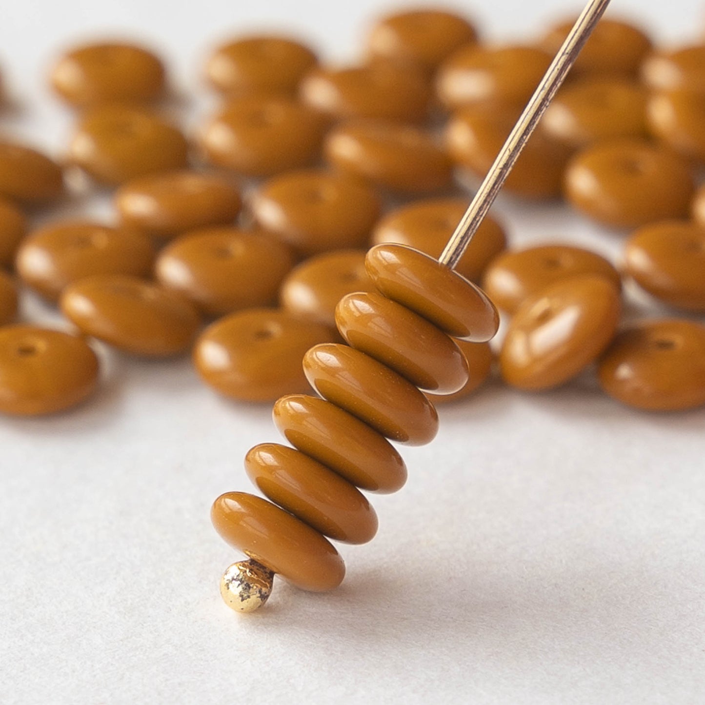 6mm Rondelle Beads - Opaque Ochre - 50 Beads