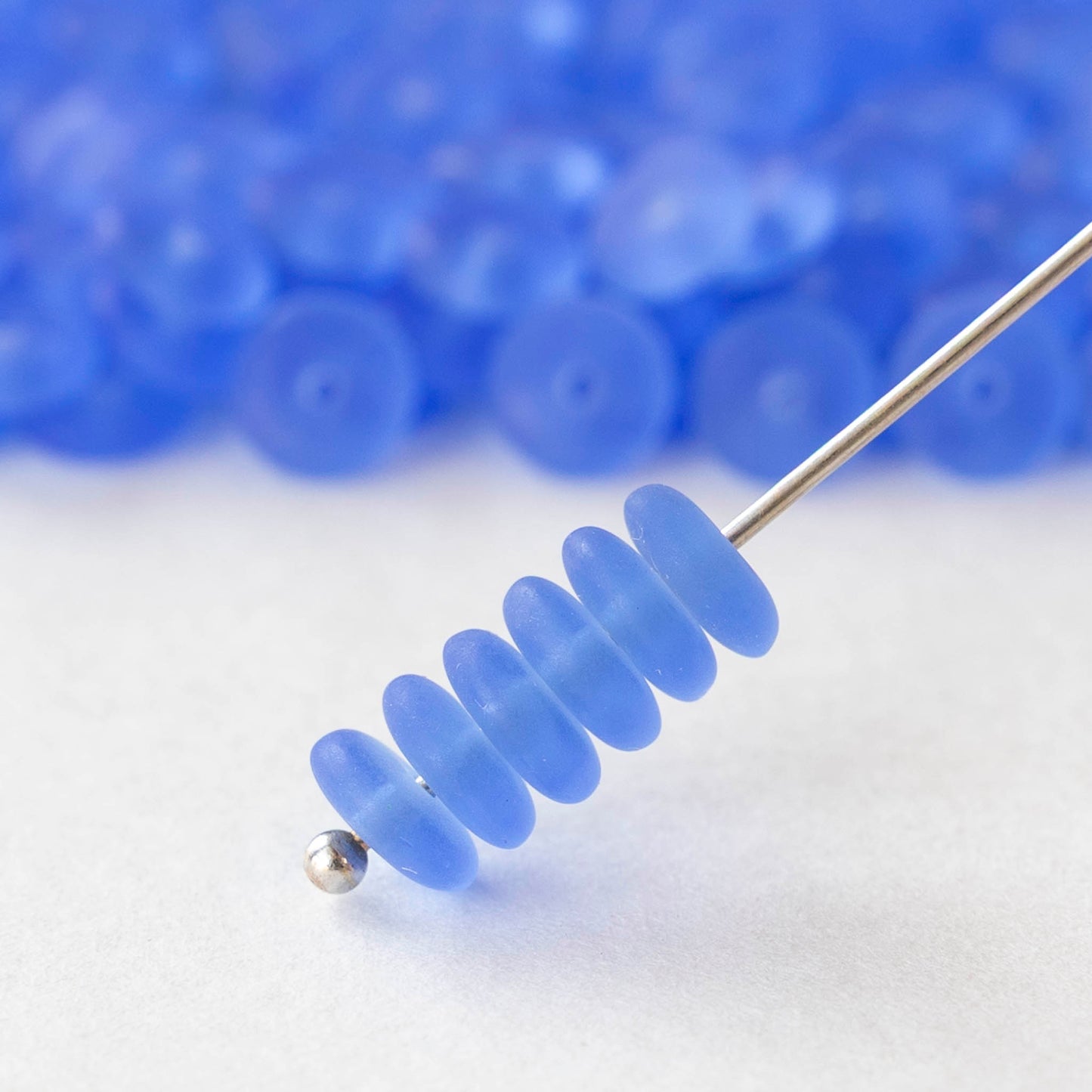 6mm Glass Rondelle Beads - Matte Sapphire - 50 or 100 Beads