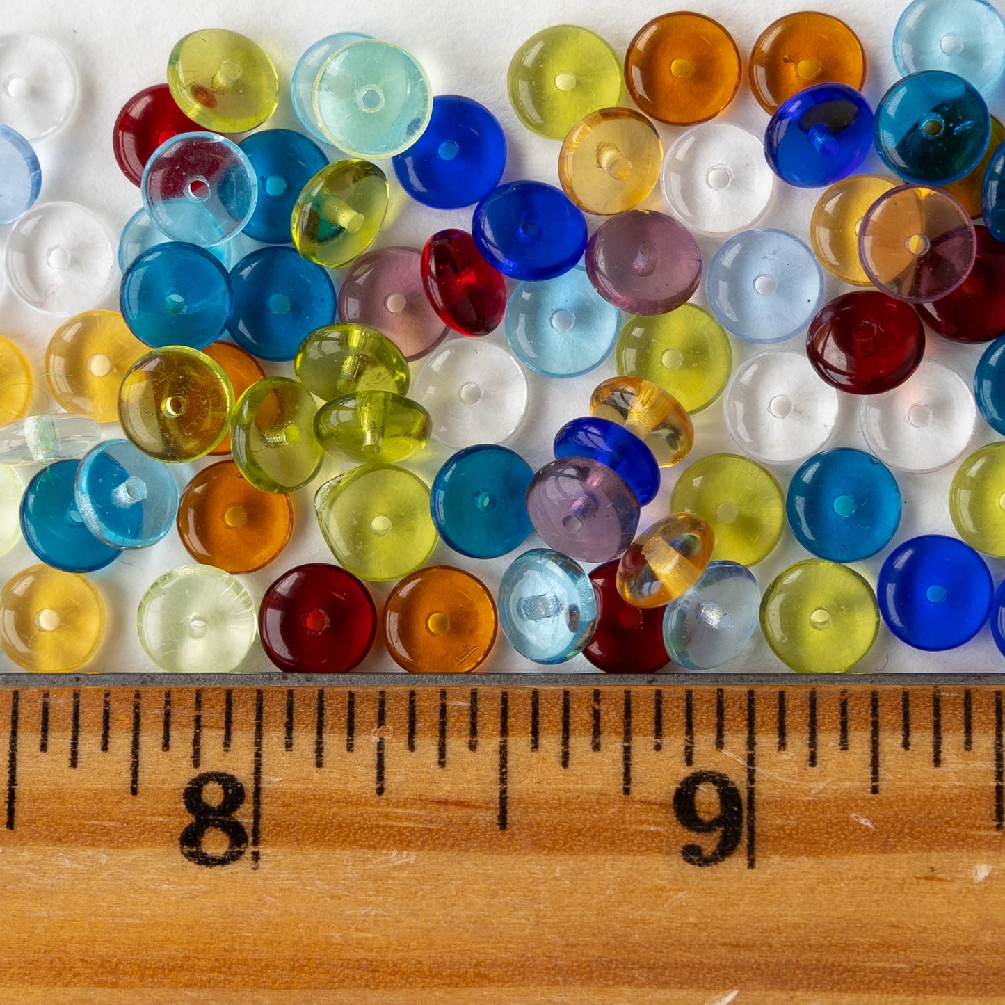 6mm Glass Rondelle Bead - Transparent Mix -  100