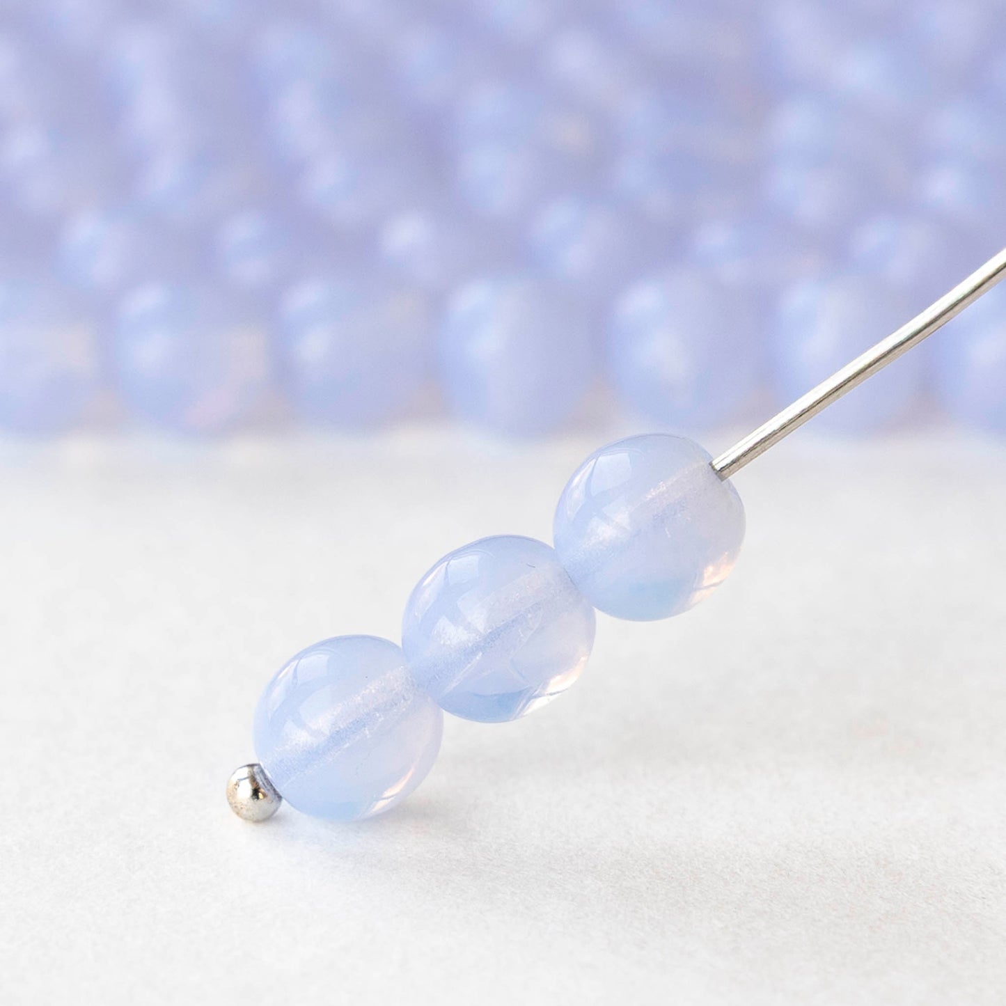 6mm Round Glass Beads - Lavender Opaline - 50 beads