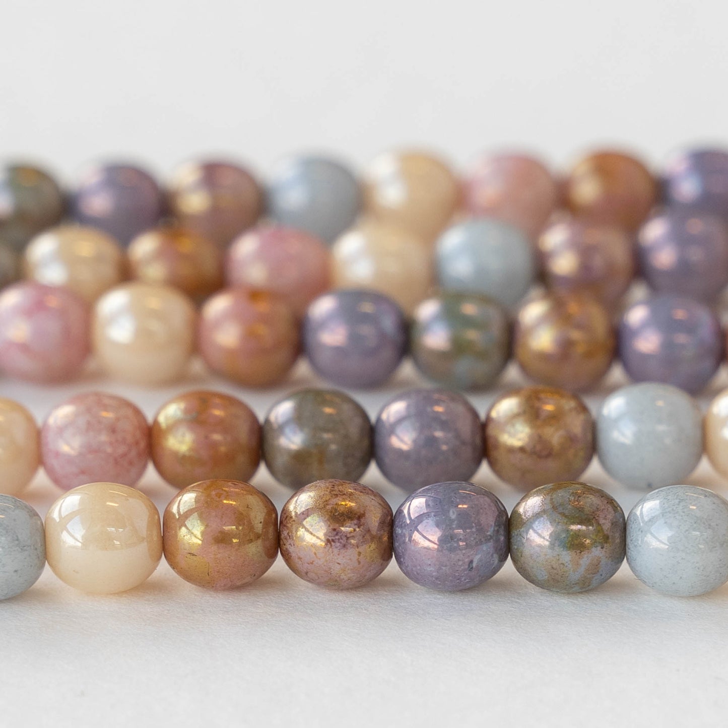 6mm Round Glass Beads - Opaque luster Mix - 50 beads