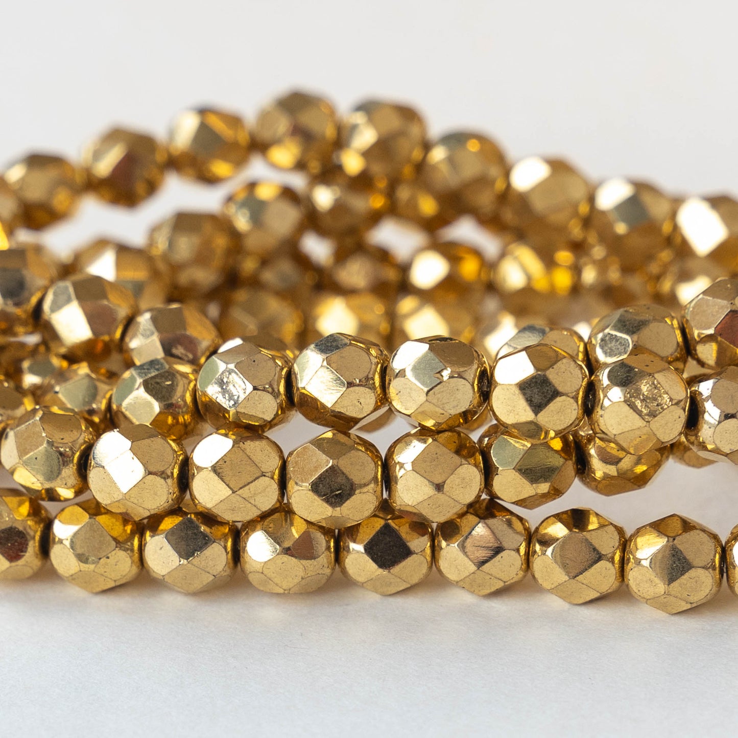 6mm Faceted Round Beads - Sparkly Gold - 25 beads