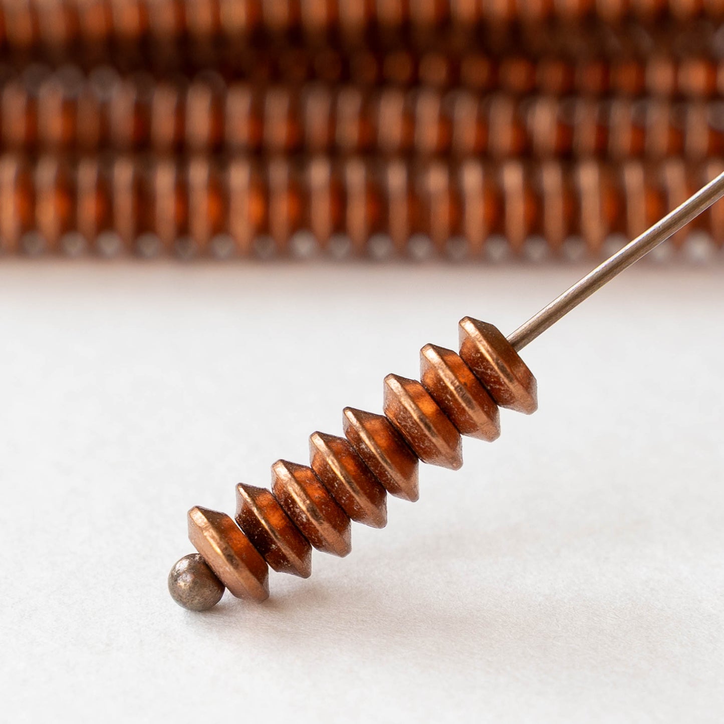 5mm Flying Saucer Disk Beads - Antique Copper - 4 inches ~50 beads