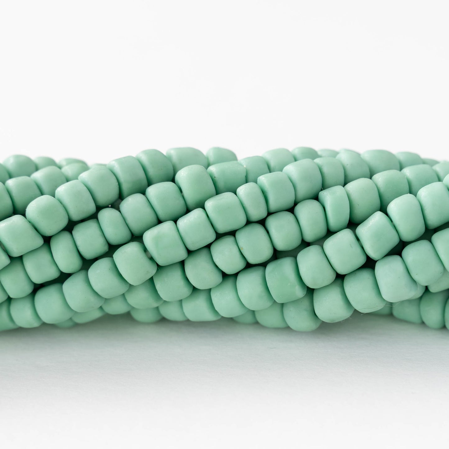 Glass Java Beads - Opaque Seafoam - Whole or Half Strand