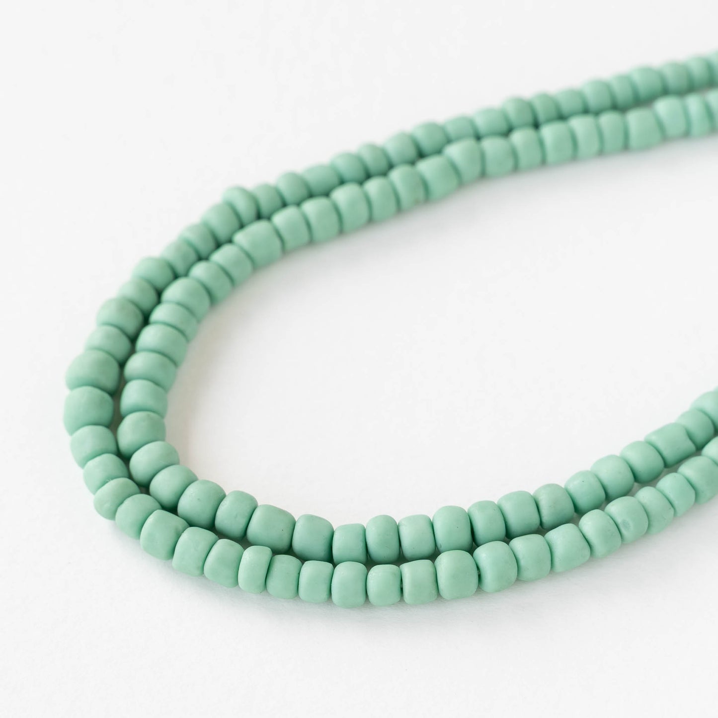 Glass Java Beads - Opaque Seafoam - Whole or Half Strand