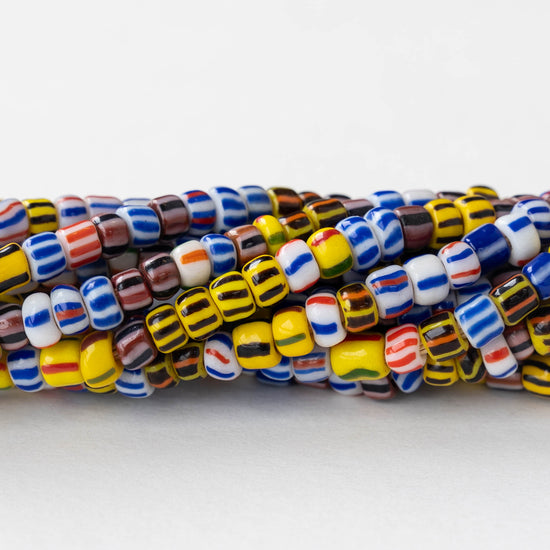 Seed Beads - Mixed Striped Colors - 28 Inch Strand