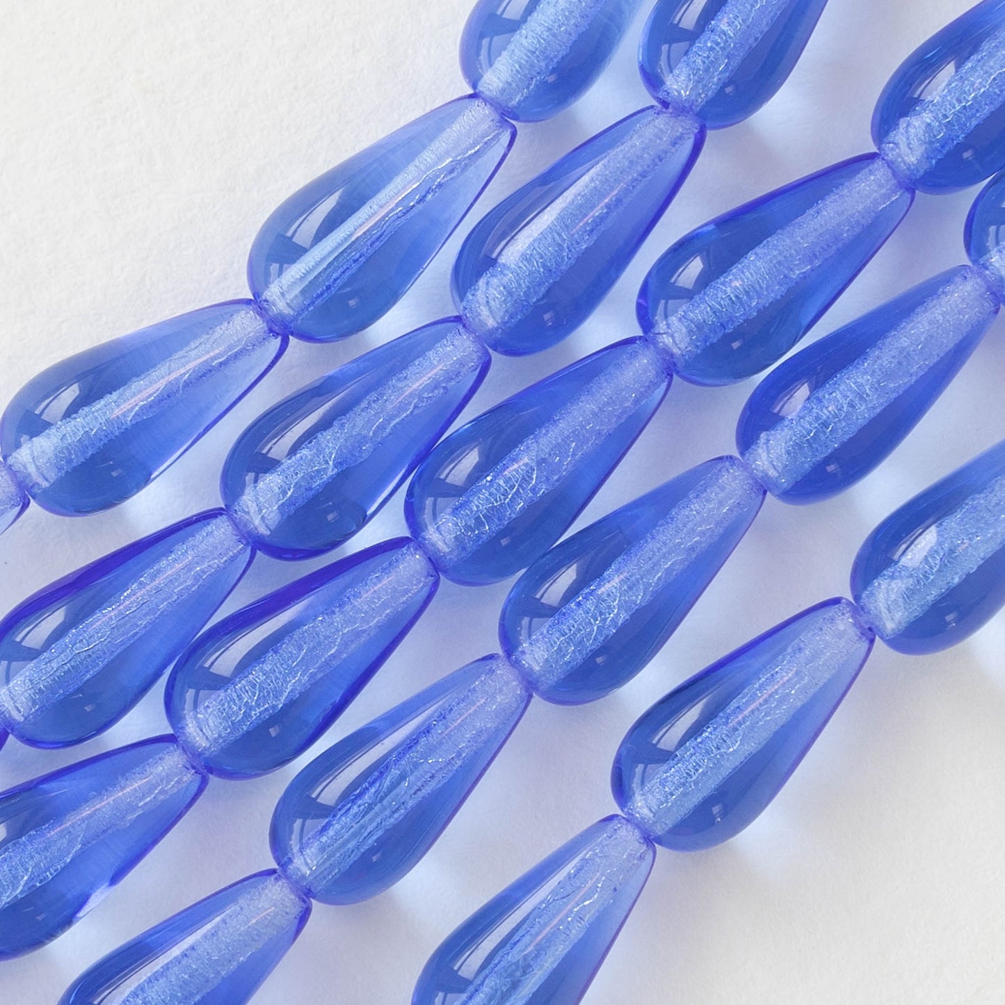 6x12mm Long Drilled Drops - Sapphire Blue Teardrops - 20 Beads