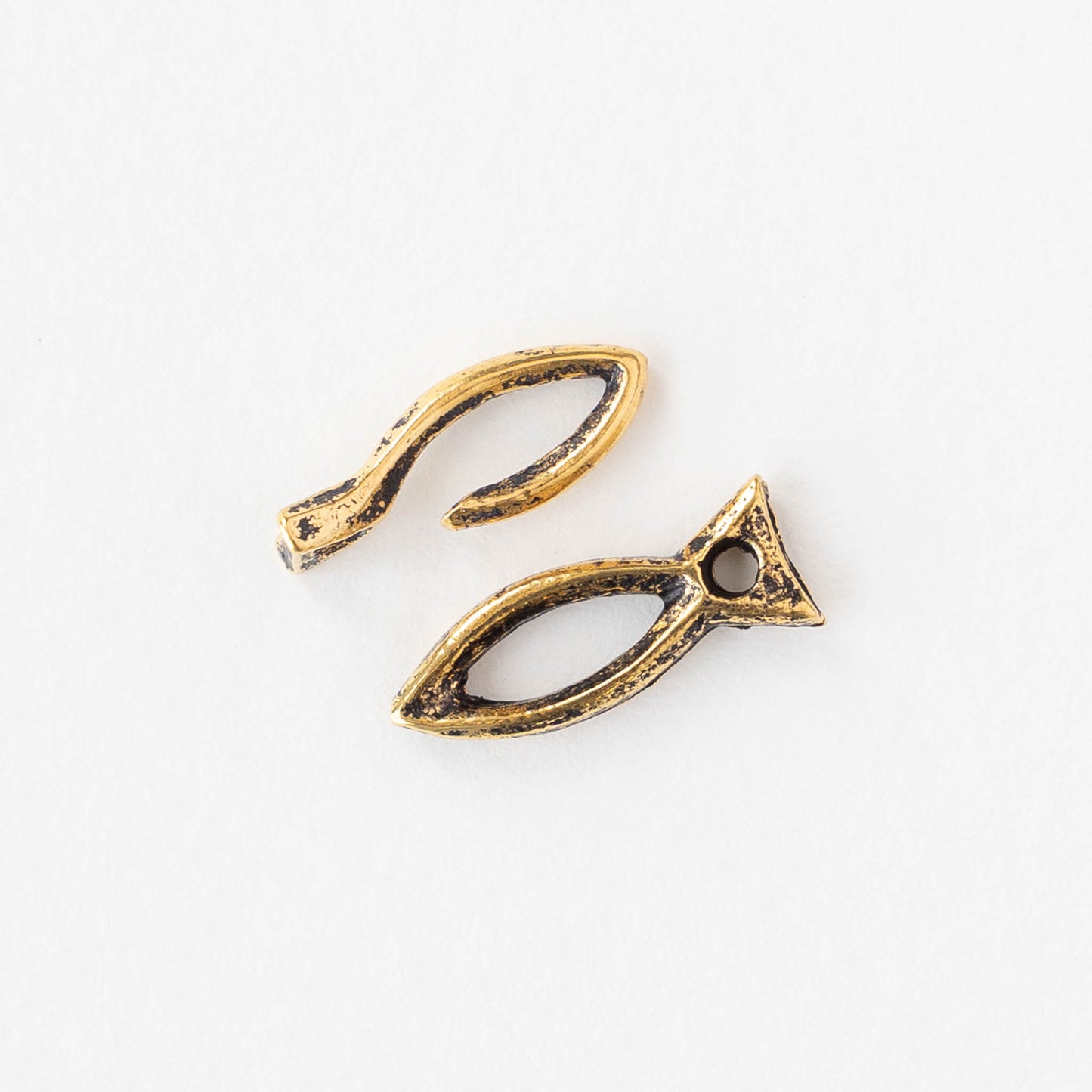 6x26mm Mykonos Fish Hook and Eye Clasp - Antique Gold - 1, 4, or 8 clasps