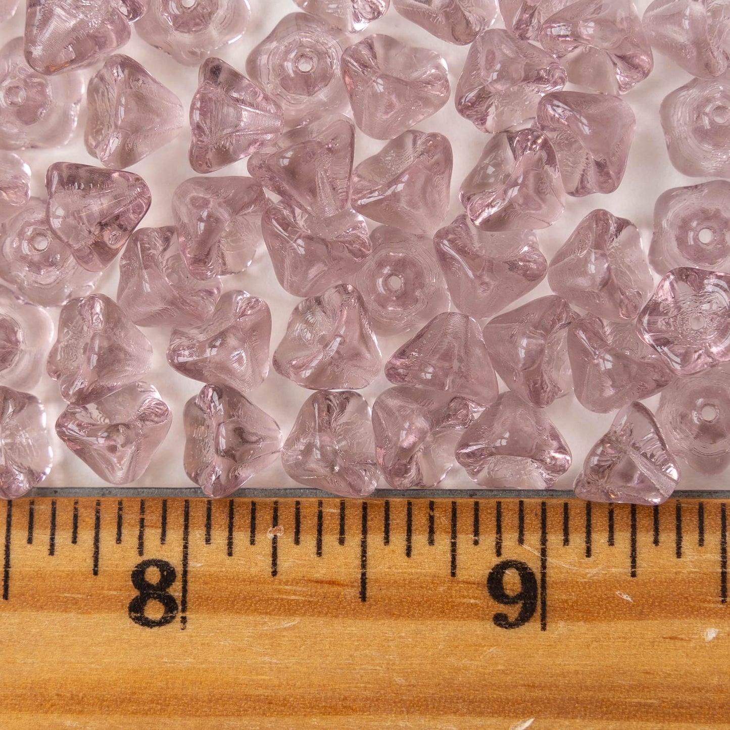 6x8mm Glass Flower Beads - Lt. Amethyst - 30
