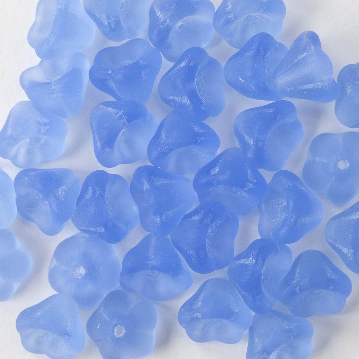 6x8mm Glass Flower Beads - Sapphire Blue Matte - 30