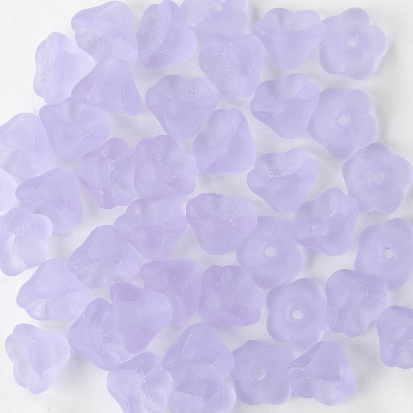 6x8mm Glass Flower Beads - Lavender Matte - 30