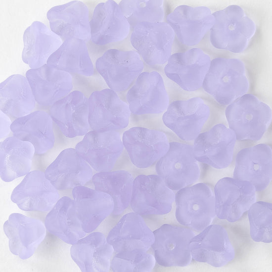 6x8mm Glass Flower Beads - Lavender Matte - 30