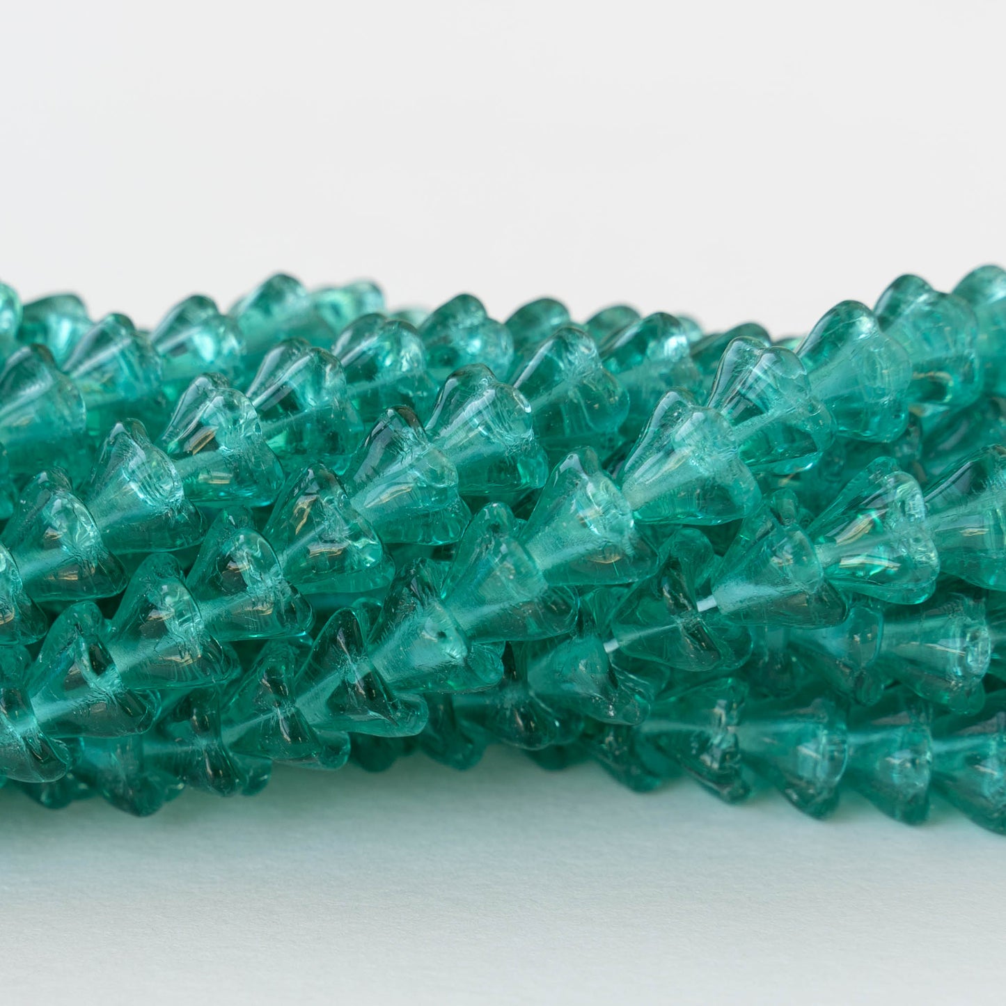 6x8mm Glass Flower Beads - Teal - 30